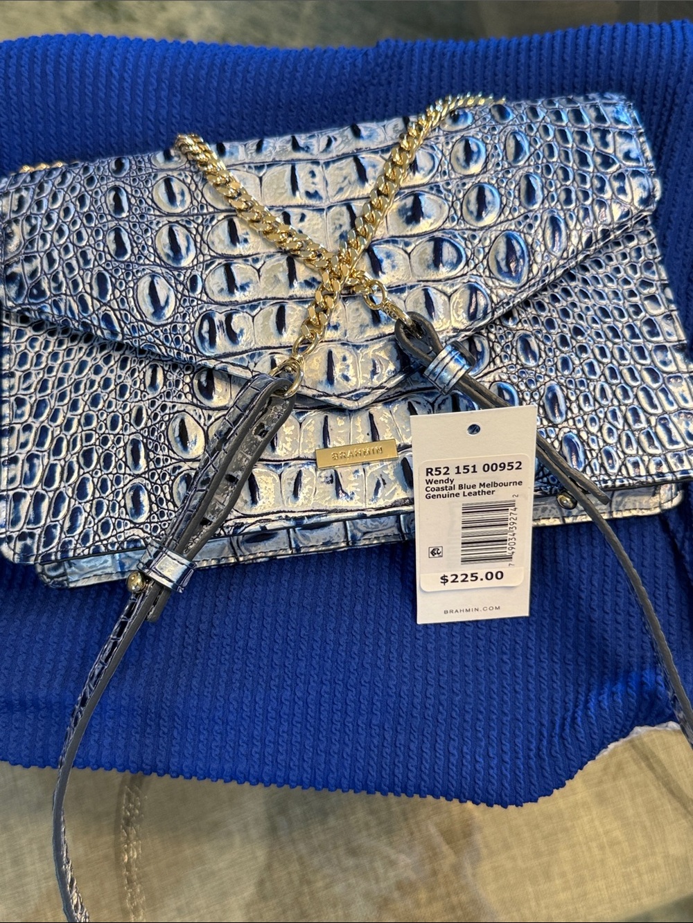 Brahmin Blue Embossed Crossbody Bag -